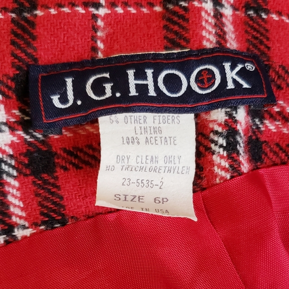 JG Hook Red Plaid Pencil Skirt Hidden Zip Sz 6P - Picture 5 of 10
